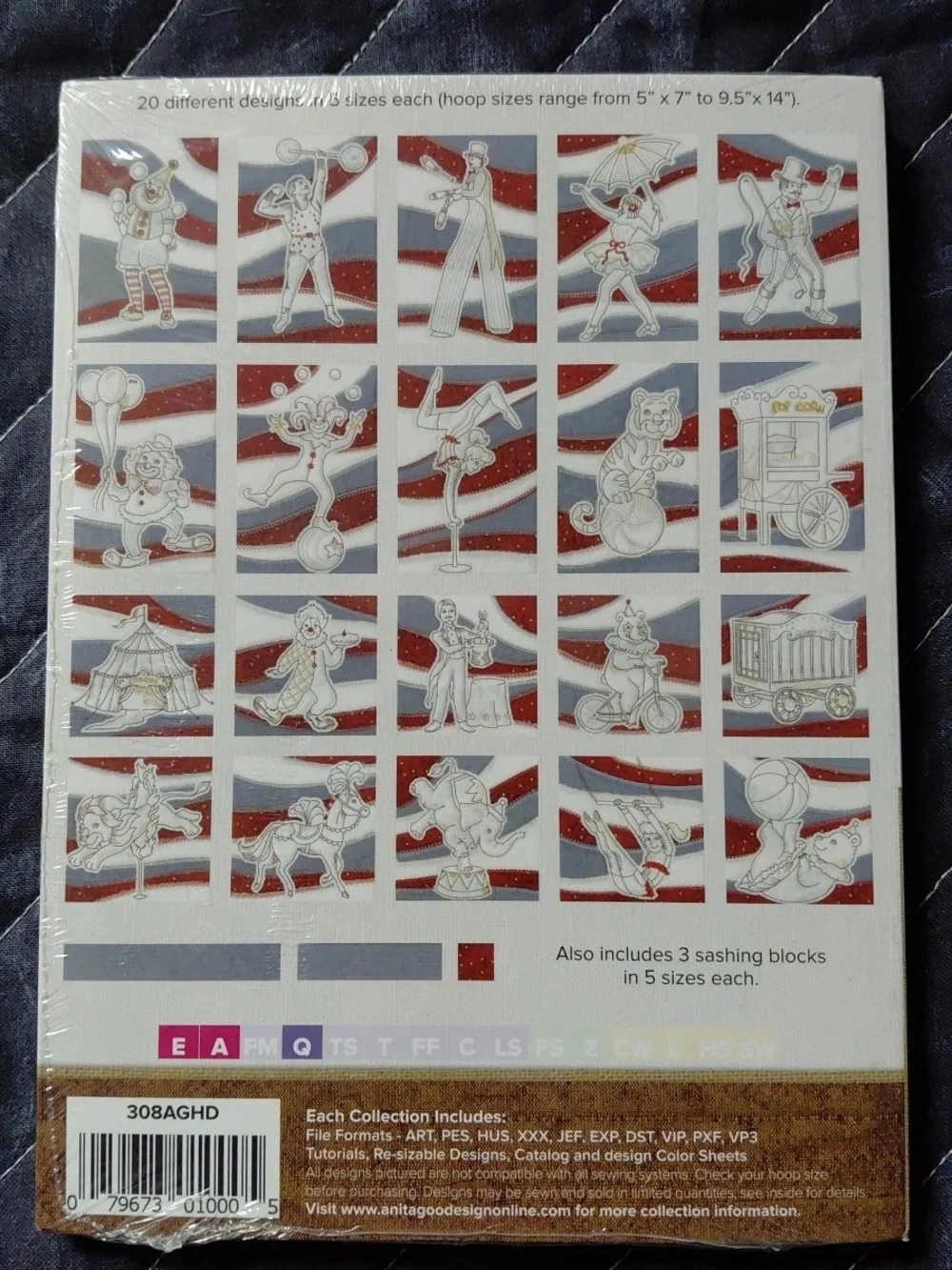 Anita Gooddesign Vintage Circus Quilt Collection for machine embroidery sealed